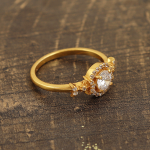 Anillo solitario de Plata de Ley 925 vintage, piedra preciosa de circón blanco, Diamante americano chapado en oro de 18 quilates para compromiso de fiesta de boda - Product Image 3