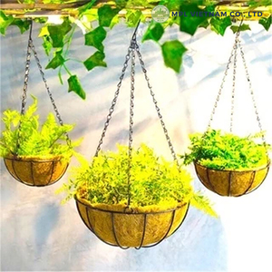 Pot de plante rond en fibre de coco suspendu avec chaîne pour la décoration de jardin - Product Image 6