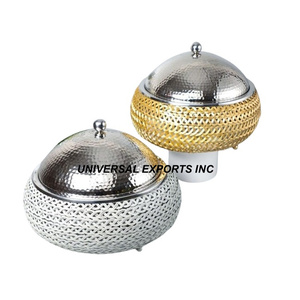 Pot de cuisine en métal fini argent et or Casserole de présentation de nourriture de table Vente chaude Réchauffeur de nourriture en métal fantaisie - Product Image 1