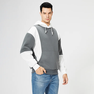 Haute qualité 100% coton couleur bloc mode pull hommes grande taille à la mode décontracté haut de sport - Product Image 3