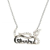 925 Sterling Silber Istanbul Tulpen-Halskette mit Weißem Stein 2,0x1,3cm Fassungsset Kulturelles Sammlerstück Alltagsschmuck für Frauen