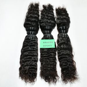 Extensiones de cabello humano virgen indio alineado con cutícula cruda, máquina negra, paquetes ondulados naturales de doble trama, extensiones de cabello humano - Product Image 4
