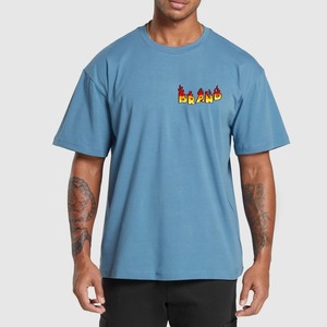 Streetwear pour hommes, t-shirt surdimensionné vierge avec logo personnalisé, cropped top, t-shirt en coton épais, t-shirt à épaules tombantes pour hommes - Product Image 3