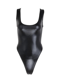 Justaucorps noir sans manches en polyester pour femme, tenue de danse de scène, combinaison d'entraînement, vêtement de performance pour adulte, taille élastique - Product Image 5