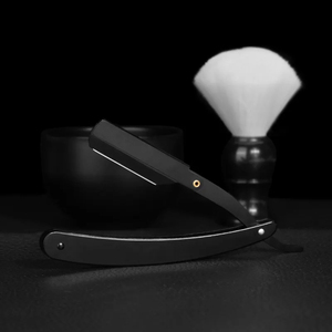 Rasoir droit noir MORGANS INDUSTRIES, lame en acier inoxydable, manche en acier inoxydable, lame unique pour hommes, salon de coiffure, extérieur - Product Image 3