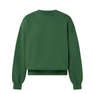 Sweat-shirt vert à col ras du cou avec logo personnalisé, détails rapprochés, en molleton épais, pull vierge, col côtelé, hauts de survêtement premium - Product Image 4
