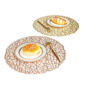 Assiette de présentation en métal à bordure gaufrée, écologique, moderne et luxueuse, légère, pour service de table, mariage - Product Image 5