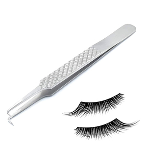 Pince à épiler pour extensions de cils de styles uniques, volume en acier inoxydable, 45, 90 degrés, pointe en fibre - Product Image 1