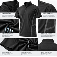 Kaos Polo Atletik Pria Ukuran Besar Lengan Pendek Kerah Tegak Kancing Leher Panel Samping Kontras Atasan Kasual Olahraga
