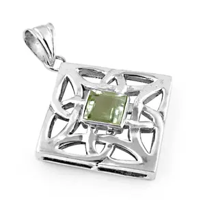 Colgante de Nudo Celta de Plata 925 con Peridoto, Chapado en Rodio, Oro Rosa, Estilo Religioso, Joyería de Regalo para Mujer, Amuleto con Patrón Numérico - Product Image 2