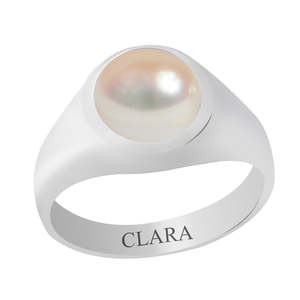 Anillo de Perlas Moti de Plata de Ley Certificada, 5.5 quilates o 6.25 ratti - Product Image 1