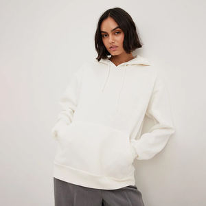 Sudadera con capucha de gran tamaño básica de algodón 100% para mujer, ropa de calle suave y cómoda, pulóver con hombros caídos, sudaderas lisas para mujer en blanco - Product Image 2
