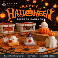 Coffret Cadeau Mini Bougies en Cire de Soja Halloween – Bougies Parfumées Fantôme et Citrouille pour Ambiance Festive et Coconneuse