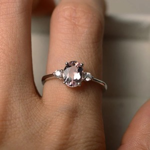 Real Natural Morganite Engagement <b>Ring</b> Sterling <b>Silver</b> Oval Cut Pink Stone Vintage Christian Style Prong Set Gemstone <b>Ring</b> - Product Image 3