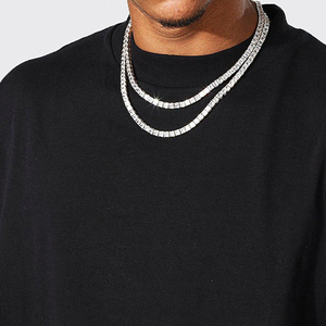 Barato personalizado 100% algodón pesado hombres gota hombro en blanco camisetas de lujo cuello simulado de gran tamaño deportes camiseta para hombres - Product Image 3