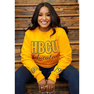 HBCU SGRho Chenille Sudadera Bordada Royal Gold Sorority Inspirado College Apparel Classic Crewneck Pullover - Product Image 1