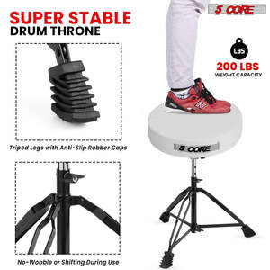 5 Core <b>Drum</b> Throne 3 Thick Padded Guitar Stool 200Lb Capacity Heavy Duty Adjustable Drummer Chair - Product Image 6