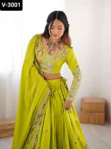 Latest Women Wedding Festival Wear Semi-Stitch Heavy Embroidery Sequence Work Ethnic Modern Design High Quality Chinon Material - Product Image 5