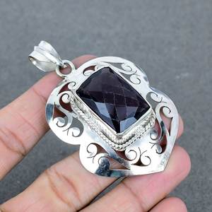 Colgante de piedra preciosa de amatista natural, colgante único de amatista, colgante de Latón chapado en plata con colgante curativo de plata de ley - Product Image 1