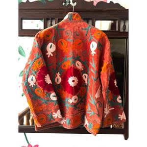 Orange Garden Velvet Embroidered <b>Reversible</b> <b>Jacket</b> Customizable Large/XL Autumn Outerwear with Custom Logo Winter Coats - Product Image 2