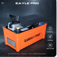 Promotion GYEP Powerteam Pompe à air hydraulique 24V en acier à commande au pied avec moniteur de pression des pneus pour réparation de châssis de voiture et vérins de levage Garantie 12 mois