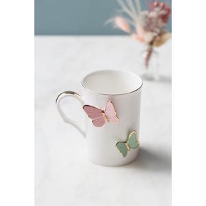 Tazza a farfalla in porcellana rosa verde