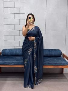 Style Rich Party Wear Saree fori Tissu doux et brillant avec panneau de diamant fait à la main Travail et chemisier de course assorti - Product Image 3