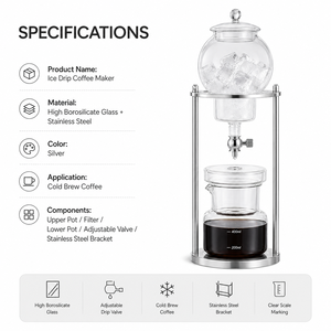 Cafetière à glace en verre borosilicate pour café infusé à froid, tour de préparation pour café, vente en gros pour cafés - Product Image 6