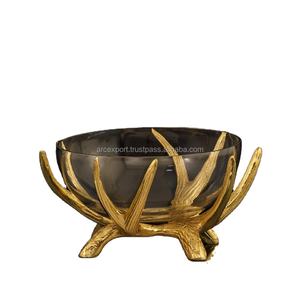 Cuencos de servicio decorativos con diseño de hojas de árbol, vajilla marrón con estilo de lujo, nuevo diseño - Product Image 1