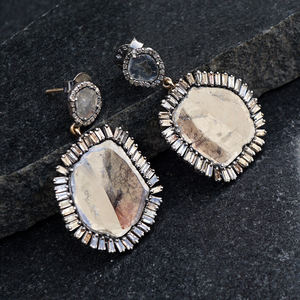 Pendientes Colgantes de Diamantes Polki Naturales de Gran Tamaño, Oxidados, en Plata 925, con Diamantes Baguette, Joyería Fina Hecha a Mano, Venta al Por Mayor - Product Image 6