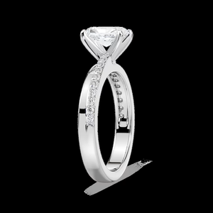 Anillo de Compromiso con Diamante Cultivado en Laboratorio de Corte Cojín de 1.20 CT, Banda Pavé Solitario, Certificado IGI, Oro Sólido de 14K - Product Image 2