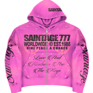 Sudadera Premium de Estilo Urbano con Bordado Personalizado Detallado y Pedrería, Sudadera Extra Grande con Hombros Caídos - Product Image 1