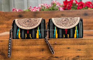 Nuevo estilo occidental mano Tooled cuero sillín manta muñequera embrague alta calidad cosido a mano monedero multiuso mujeres carteras - Product Image 6