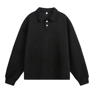Autumn Retro Old Money Style Jacquard Lapel <b>Sweater</b> Men and Women's Long Sleeve for Polo Pullover Heavy Texture Loose Knitted - Product Image 1