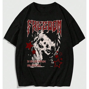 เสื้อยืดคอกลมผ้าคอตตอน100% สำหรับผู้ชายเสื้อยืดกราฟิกสำหรับผู้ชายทรงหลวมไหล่ปล่อยโลโก้ตามสั่ง - Product Image 1