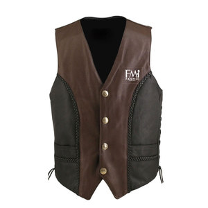 Chaleco de cuero genuino 100% para hombre, capa superior, múltiples bolsillos, chaleco de cuero delgado de talla grande con etiquetas privadas - Product Image 1