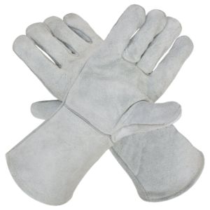 Guantes de soldadura de cuero dividido de piel de vaca de alta resistencia Guantes de seguridad de protección personal Características resistentes a chispas ignífugas para - Product Image 1
