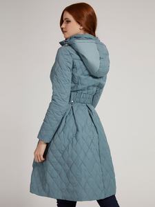 New Top Trending High Quality <b>Quilted</b> Breathable Custom Design Women's Hooded Long Bubble Puffer Jacket - Product Image 6
