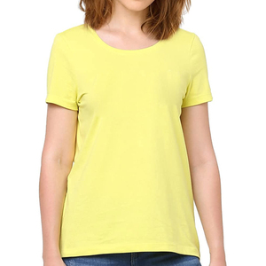 Camiseta de Algodón para Mujer, Estilo Urbano, Informal, Corte Regular, Color Sólido, Transpirable, Suave, Uso Diario, OEM, ODM, Logotipo Personalizado - Product Image 1