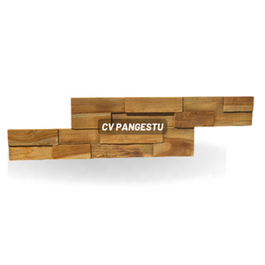 Panel de Pared de Madera de Teca Reciclada, Diseño 3D Natural Moderno, Hecho a Mano, Acústico, con Patrón Geométrico Decorativo para Sala de Estar - Product Image 1