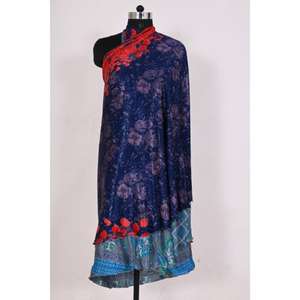 Indian Handmade Summer Silk Sari Wrap <b>Skirt</b> for Women Casual or Party Wear with Floral Print Vintage Style - Product Image 3