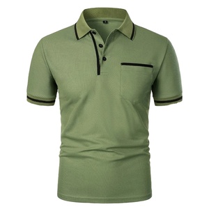 Summer Trendy Breathable Loose Basic Splice <b>Top</b> Pockets Men Shirts New Men Short <b>Sleeve</b> Polo Shirts Solid Color Casual T-shirt - Product Image 5