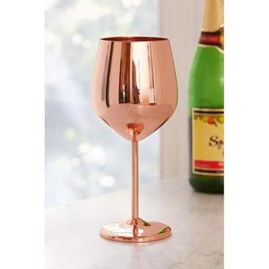 Copa de vino de cobre hecha a mano de alta calidad con superficie pulida y diseño elegante adecuada para servir bebidas y vino de la India - Product Image 2