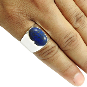 Anillo de lujo de estilo clásico de Plata de Ley 925 con piedras preciosas de lapislázuli natural para fiestas de cumpleaños exportador de joyería fina hecha a mano - Product Image 3