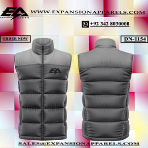 Gilet matelassé sans manches en polyester 100% de haute qualité pour hommes, veste matelassée lavable pour l'hiver avec fermeture à glissière - Product Image 5