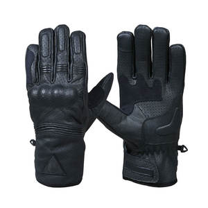 ถุงมือขี่มอเตอร์ไซค์หนังระบายอากาศพร้อมโลโก้สั่งทำพิเศษ - ดีไซน์แบบเต็มนิ้ว ปิดด้วยแถบตีนตุ๊กแก สำหรับกีฬากลางแจ้ง โมโตครอส - Product Image 1