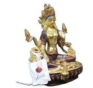 Estatua de artesanía tibetana, escultura verde, Tara, budismo, acabado antiguo, Metal de bronce, alta calidad, religioso indio - Product Image 5