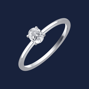 Bague ovale en diamant Sandy avec diamant ovale de laboratoire H+-SI 0,30 carat en or massif 14 carats, idéale pour les occasions spéciales et les soirées. - Product Image 2