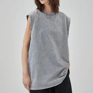 Femmes nouveau lavage à l'acide coton réservoir à la mode solide longue sans manches côtelé culture grande taille été respirant Camis pour les tailles américaines - Product Image 2