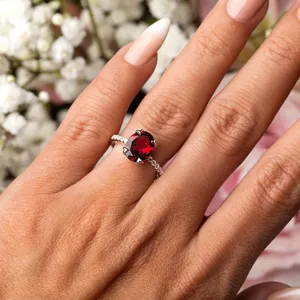 Natural Garnet Solitaire <b>Ring</b> <b>925</b> Sterling <b>Silver</b> Handmade Gemstone <b>Ring</b> Wholesale Jewelry Supplier - Product Image 4
